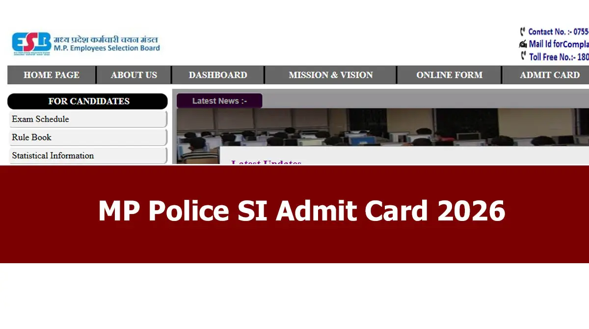 MP Police SI Admit Card 2026